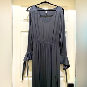 Elegant Leith satin dress, fun unique sleeves.